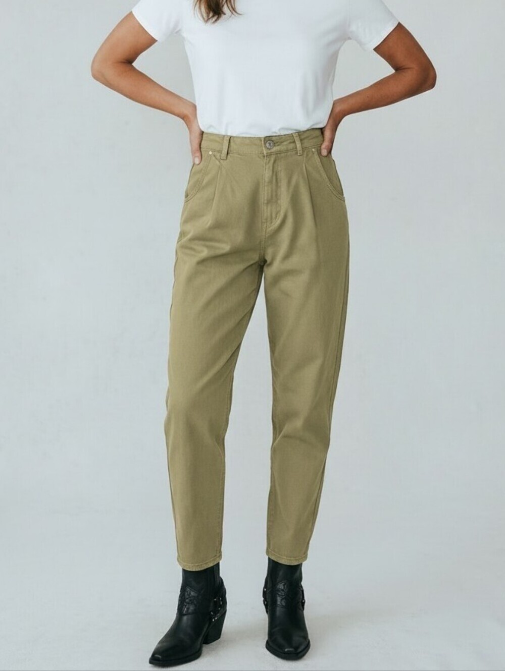 MANGO Slouchy Regina Jeans, Olive